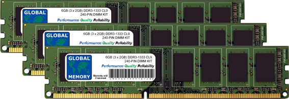 6GB (3 x 2GB) DDR3 1333MHz PC3-10600 240-PIN DIMM MEMORY RAM KIT FOR PACKARD BELL DESKTOPS 6GB (3 x 2GB) DDR3 1333MHz PC3-10600 240-PIN DIMM MEMORY RAM KIT FOR PACKARD BELL DESKTOPS